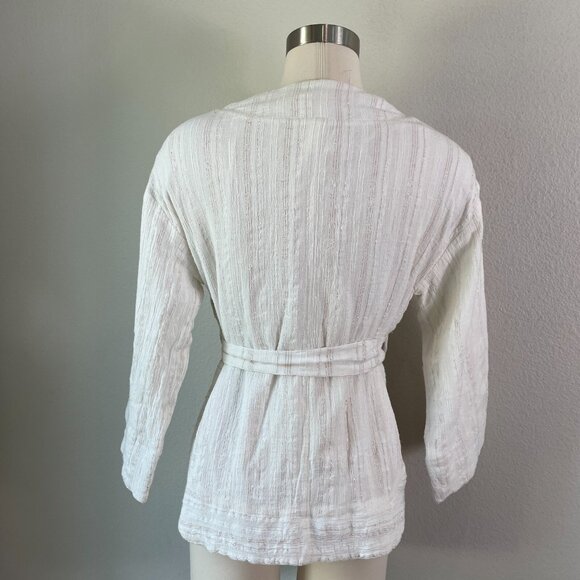 HEI HEI ANTHROPOLOGIE Womens XS Kimono Jacket Metallic Striped Lagenlook - Picture 8 of 13